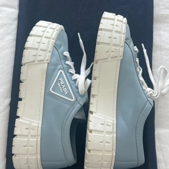 Prada Light Blue Sneakers with White Details - Picture 3 of 4